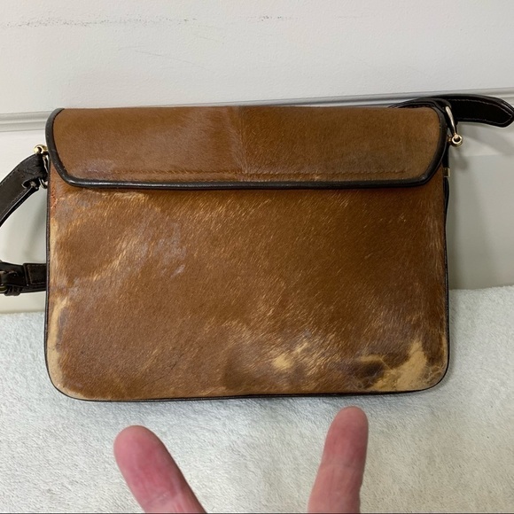 PEDRO Mayorga Buenos Aires Rare Vintage 60's Cowhide Leather Fur Brown Hand Bag - Picture 9 of 12